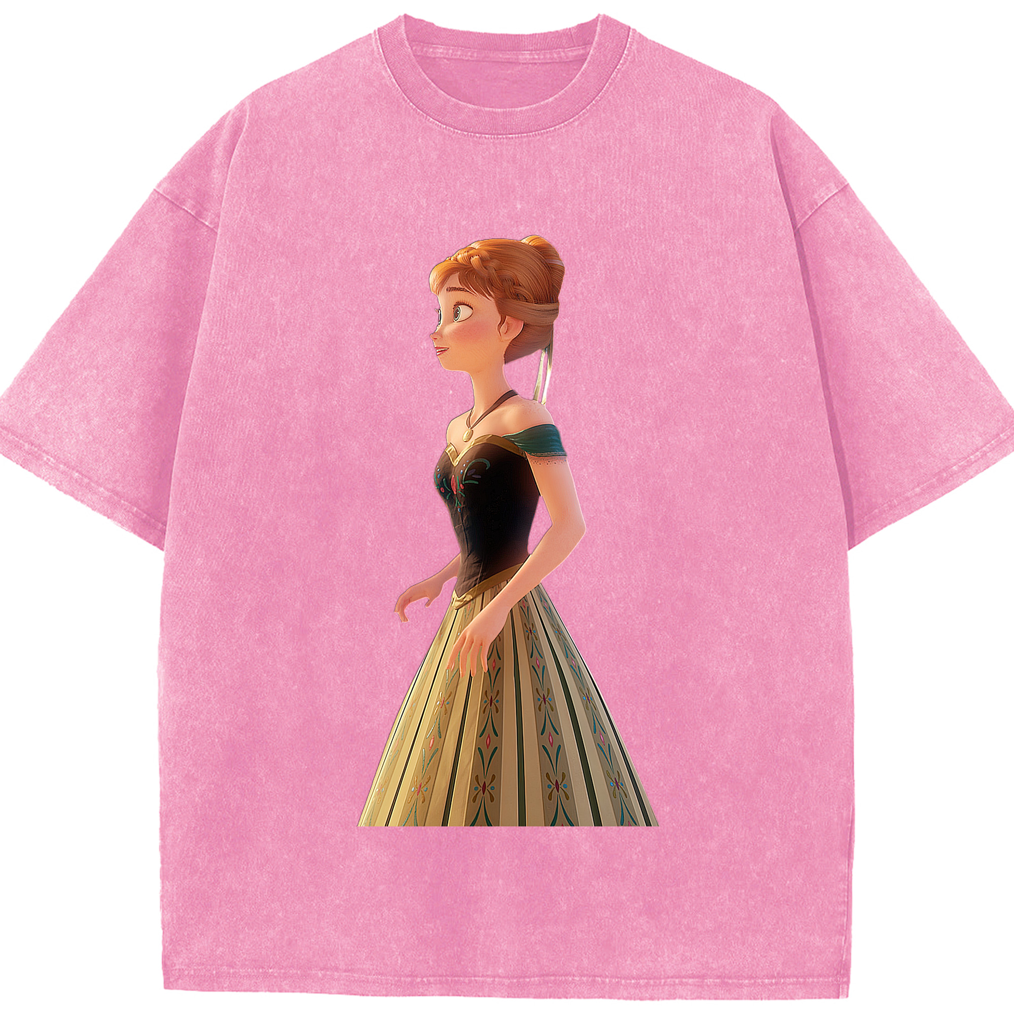 （画像用） アナと雪の女王 アンナ エルサ Frozen Anna Elsa 綿100% ヴィンテージ風 半袖Tシャツ（フロントプリント）